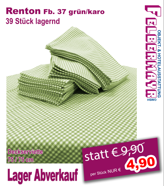 DECKSERVIETTE Renton Fb. 37 grün/karo
